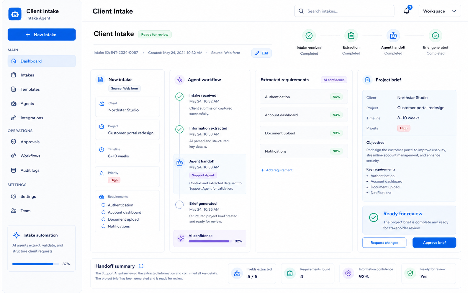 Client Intake Automation interface preview
