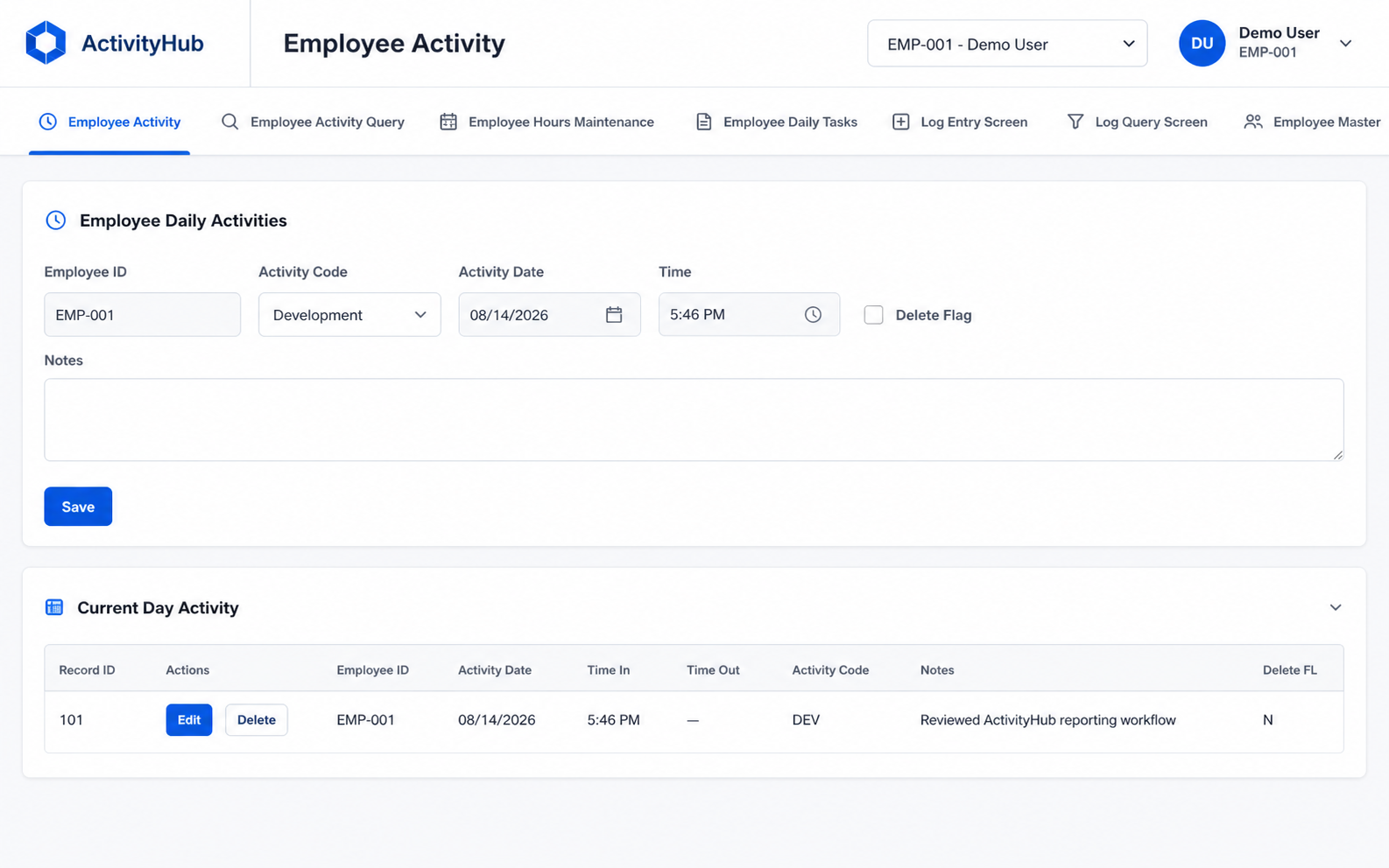 Enterprise Activity Management Portal interface preview