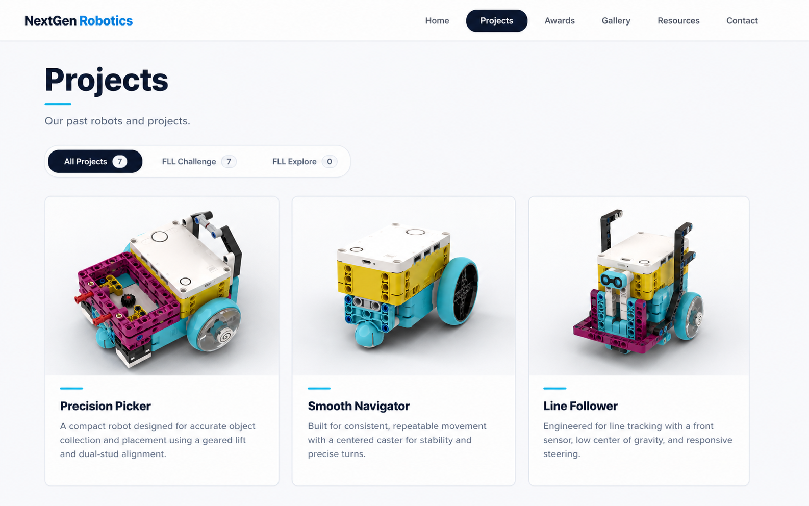 Robotics Team Website interface preview