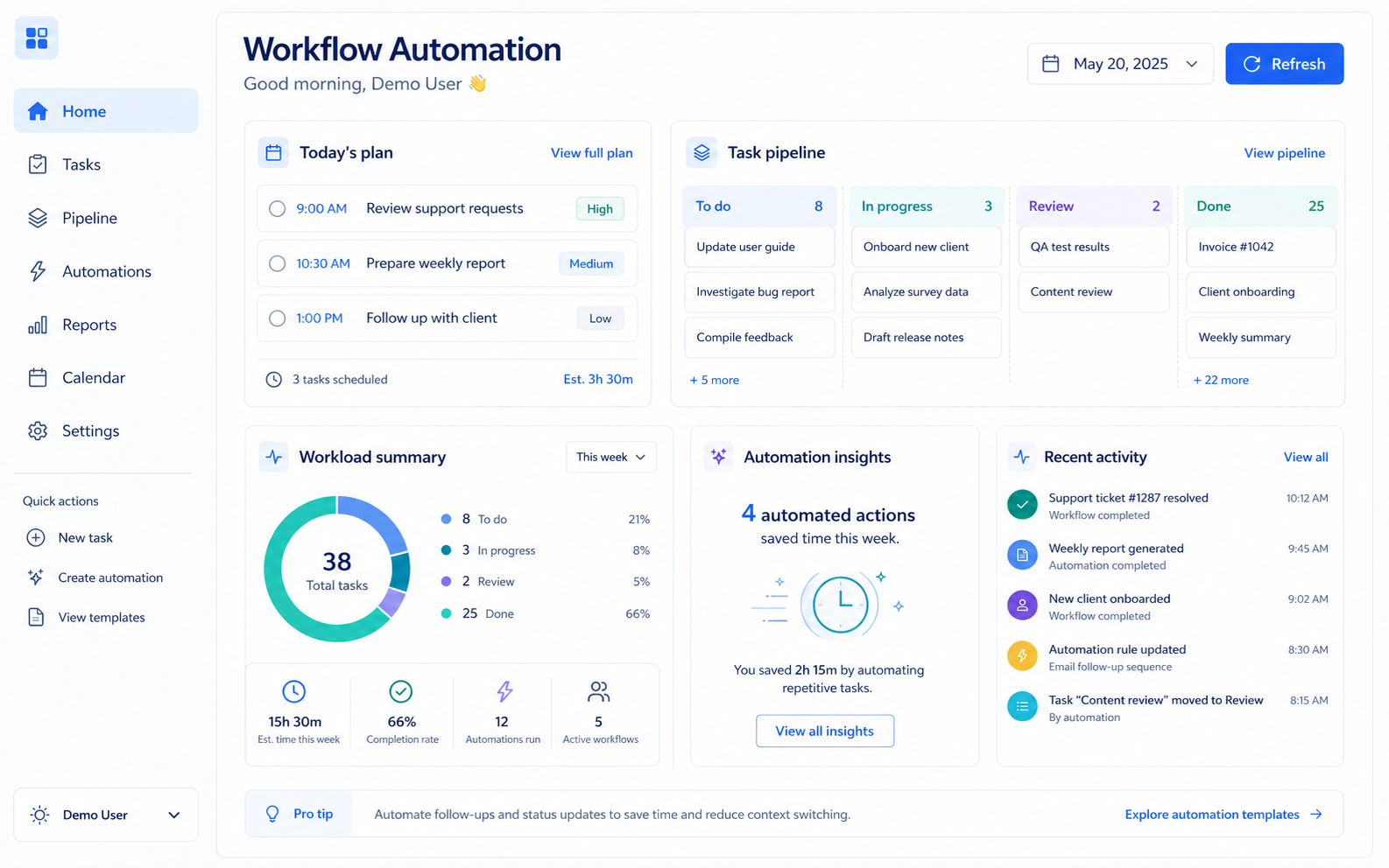 Workflow Automation Workspace interface preview